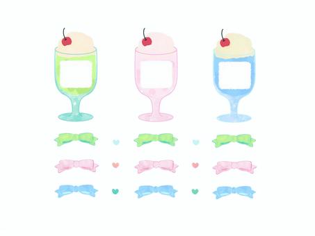 Illustration, melon soda, drink, ribbon, 