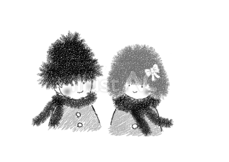 冬服を着た男の子と女の子 男の子,女の子,子供のイラスト素材