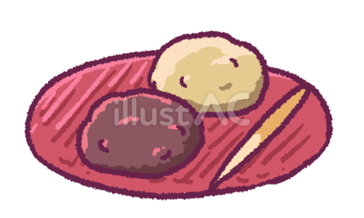 おはぎの手描きイラスト おはぎ,お彼岸,和菓子のイラスト素材