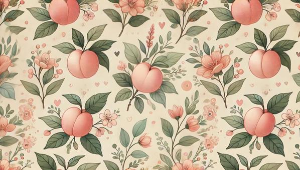 ガーリーでかわいい桃のシームレスパターン