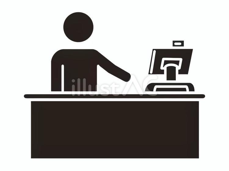 レジ対応をするコンビニ店員のアイコン コンビニ,店員,接客のイラスト素材