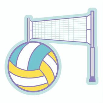 パステルカラーかわいいイラストバレー バレーボール,バレー,バレー部,フラットデザイン風,ピクトグラム風,ベクター,アウトライン,バレーボール部,カラー,デフォルメのイラスト素材