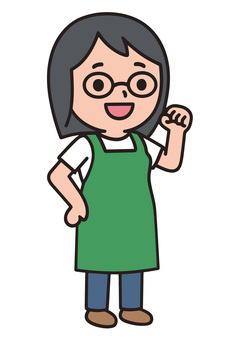 ガッツポーズする女性