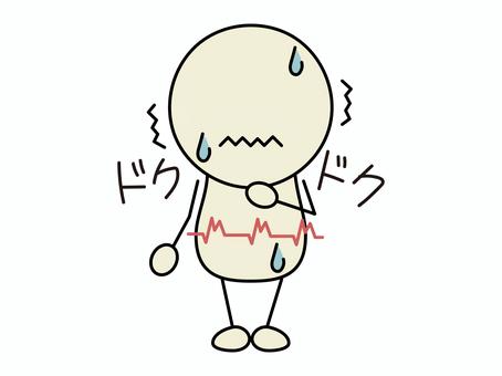 ドクドクと鼓動がなる棒人間　白 棒人間,顔文字,絵文字,オノマトペ,文字,カタカナ,感情,表情,表現,喜怒哀楽のイラスト素材