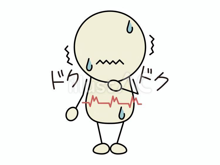 ドクドクと鼓動がなる棒人間　白 棒人間,顔文字,絵文字のイラスト素材