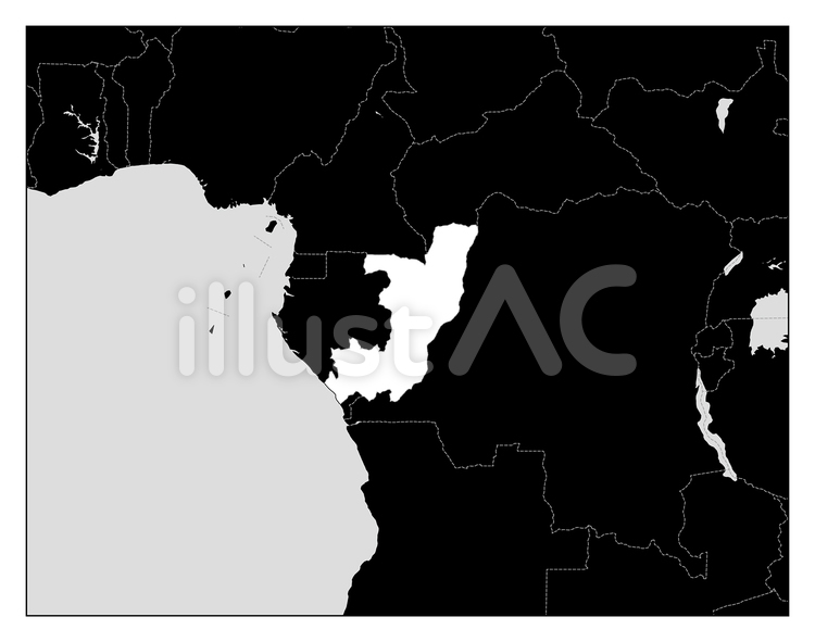 コンゴ共和国地図-モノクロ コンゴ共和国,地図,世界のイラスト素材