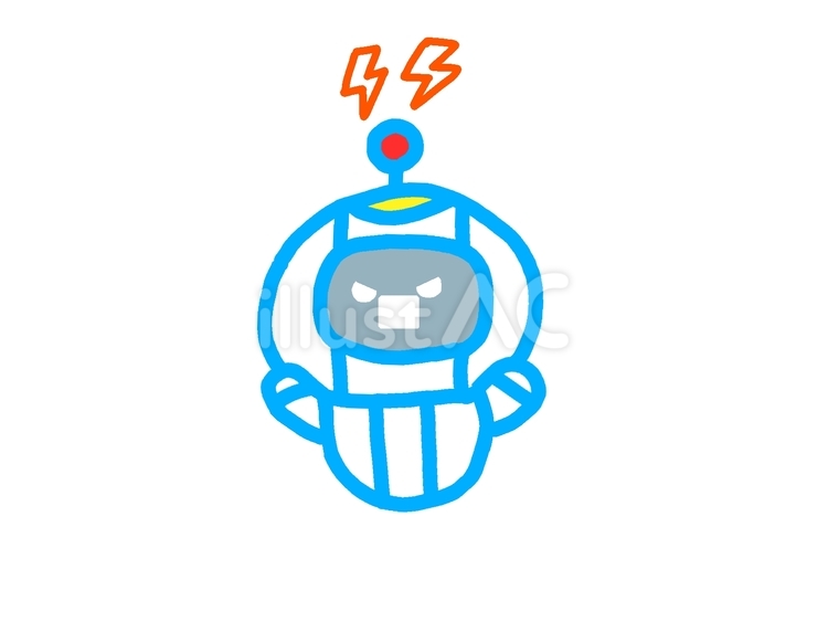 警告　怒る　かわいいAIロボット 警告,怒る,aiのイラスト素材