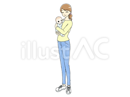 赤ちゃんを抱くママ_全身③