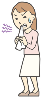  ロングヘア女性-567-全身 悔しい,女性,女の子,人物,かわいい,我慢,ストレス,力む,怒る,失敗のイラスト素材