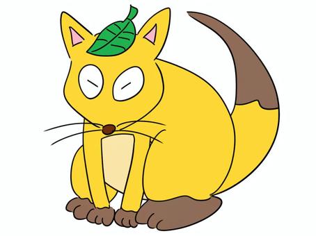 葉っぱを乗せる狐のイラスト 狐,動物,きつね,生き物,葉っぱ,キツネ,アニマル,哺乳類,黄色,アイコンのイラスト素材