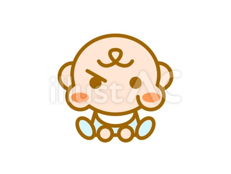 赤ちゃん　不機嫌　青 赤ちゃん,不機嫌,怒りのイラスト素材