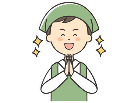 感激する男性店員 感激する男性店員 感謝,感動,感激,素敵,ワクワク,ありがとう,お礼,嬉しい,喜び,笑顔のイラスト素材