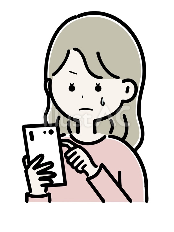 スマホを持つ女性　焦り顔 スマホ,スマートフォン,携帯電話のイラスト素材