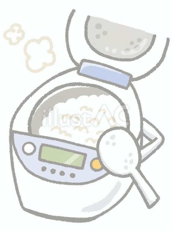 ご飯が炊けた炊飯器 炊飯器,お米,炊くのイラスト素材