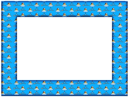 プリンの額縁フレ−ム　水色 プリン,額縁,フレ−ム,ポストカード,メッセージカード,飾り枠,あしらい,柄,パターン,水色のイラスト素材