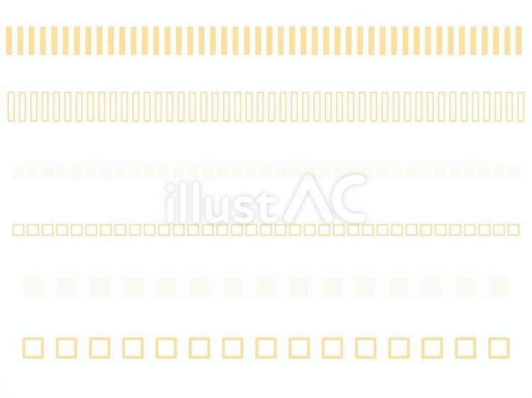 黄色の縦線ラインと四角模様のラインセット 縦線,四角,正方形のイラスト素材