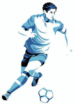 サッカー選手18 サッカー,サッカーボール,ドルブル,ドリブラー,試合,男子選手,プロ選手,男性,人物,全身のイラスト素材