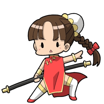 棍使い 棍棒,棍,人物,赤,武器のイラスト素材