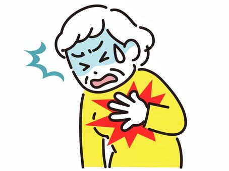 心筋梗塞　女性 心筋梗塞,心臓,胸の痛み,血管,発作,動脈硬化,高血圧,糖尿病,血栓,喫煙のイラスト素材