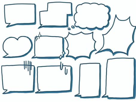 Illustration, speech balloon, set, blue, 