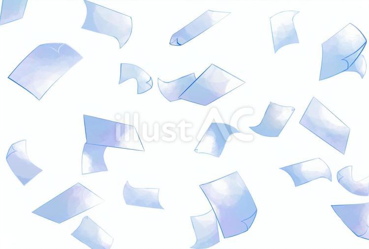 コピー用紙やテスト用紙が舞う風景★透過有 紙,白紙,コピー用紙のイラスト素材