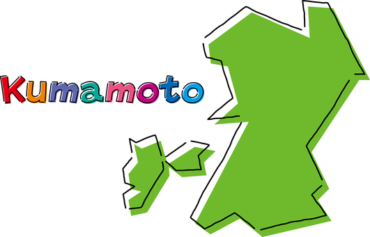 熊本　手描き風のシンプルな線画の地図  熊本,県,都道府県,手描き,フリーハンド,地域,地方,地図,ラフ,シンプルのイラスト素材