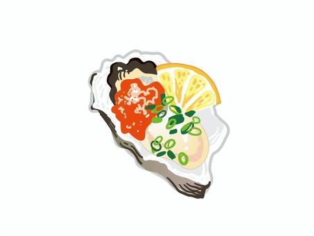 生カキの一品料理 カキ,かき,牡蠣,貝,冬,食材,海,生き物,シズル感,食品のイラスト素材