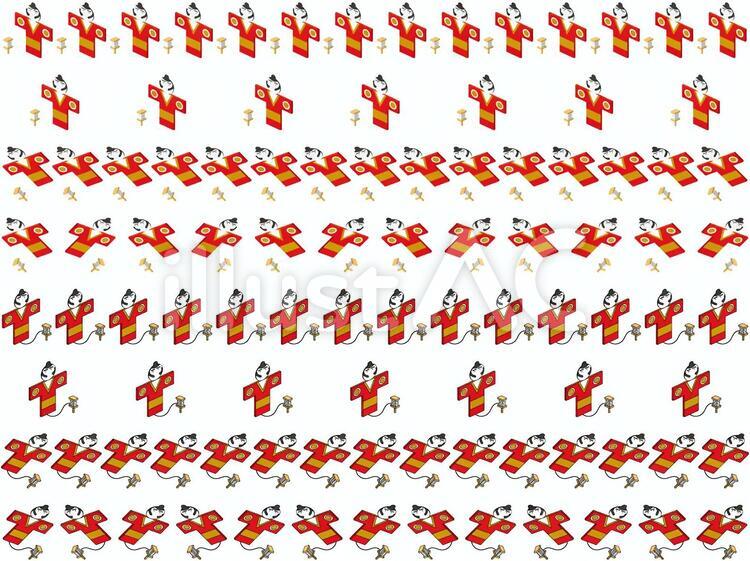 やっこだこ(アイソメ)罫線 やっこだこ,凧あげ,正月のイラスト素材