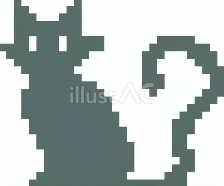 ドット絵のグレーの猫の影です。 ドット絵,猫,シンプルのイラスト素材