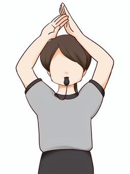バスケ審判1_2 バスケットボール,審判,ハンドサイン,ジェスチャー,ファール,ファウル,試合,ボールのイラスト素材