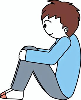 体操座り 座る,体操座り,リラックス,くつろぐ,デフォルメ,若い,男子のイラスト素材