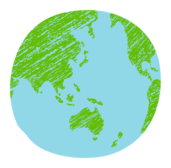 色鉛筆 手描き風地球 イラスト 地球,デフォルメ,ポップ,スケッチ,色鉛筆,ラフ,シンプル,マップ,簡略化,地図のイラスト素材