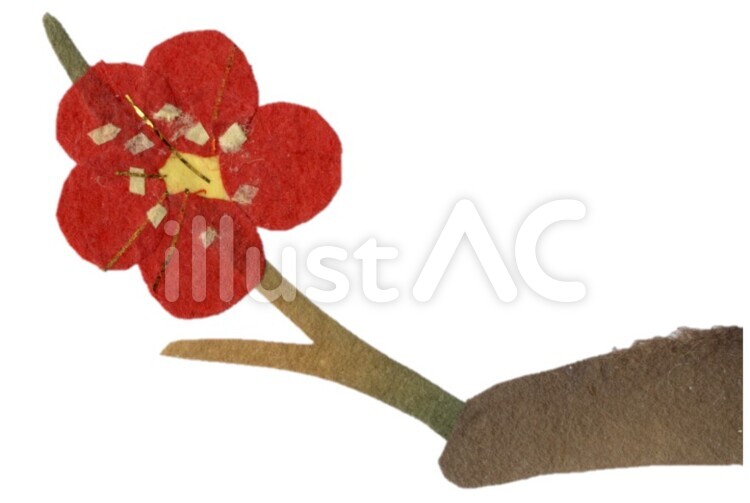 枝に咲いた梅の花　年賀状用ワンポイント 梅,花,枝のイラスト素材