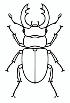 線画で描かれたクワガタムシのイラスト
