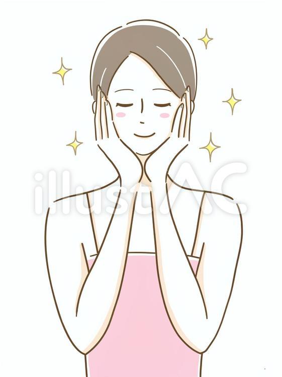 頬に手をあてる女性 美容,スキンケア,女性のイラスト素材