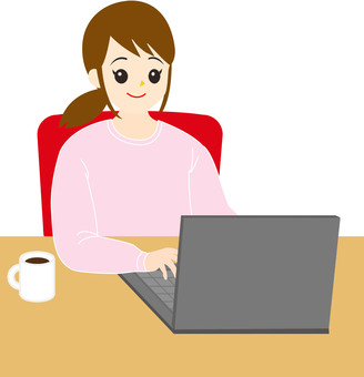 在宅ワーク 在宅ワーク 女性,仕事,在宅ワークのイラスト素材
