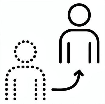 異動や昇進昇格や交代や分身のイメージ 異動,人,アイコン,昇格,昇進,ステップアップ,分身,交代,身代わり,幽体離脱のイラスト素材
