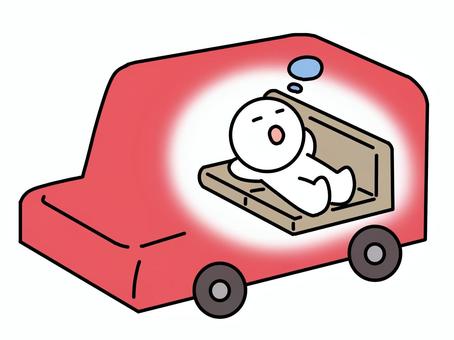 車の中で寝る棒人間 自動車,棒人間,寝る,休憩,休息,乗り物,夢,車内,かわいい,シンプルのイラスト素材