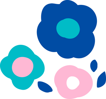 北欧風シンプルお花(水色ピンク青) 花,可愛い,おしゃれ,手描き,北欧,北欧風,飾り,あしらい,かわいい,カワイイのイラスト素材