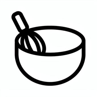 ボウルと泡だて器のロゴマーク ボウル,泡だて器,道具,お菓子作り,バレンタイン,手作り,混ぜる,製菓,キッチングッズ,ロゴのイラスト素材