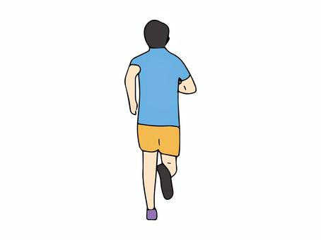 ランニングする女性の後ろ姿 ランニング,男性,後ろ姿,走る,全身,tシャツ,ランニングウエア,手描きのイラスト素材