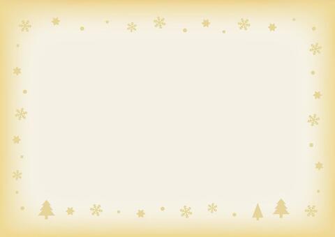 クリスマスツリーのフレーム金色 クリスマス,背景,水彩,冬,フレーム,クリスマスツリー,雪の結晶,メリークリスマス,おしゃれ,手描きのイラスト素材