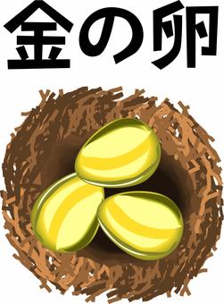 鳥の巣 鳥の巣,金,卵,輝く,真上,複数,イメージ,丸い,立体,文字のイラスト素材