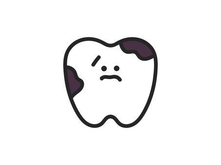 手描きの汚れた歯、虫歯のイラスト 歯,歯医者,虫歯,汚れた,歯科,顔,困った,おたより,素材,手描きのイラスト素材