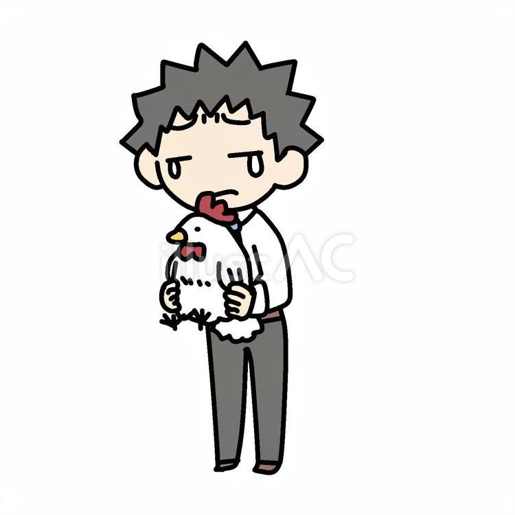 鶏を抱えた泣く男性 男性,鶏,抱えるのイラスト素材