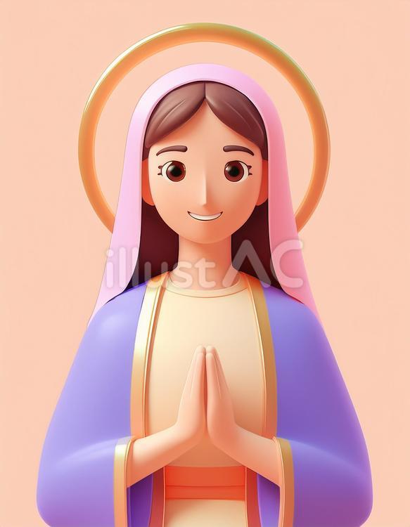 マリア様 キリスト教,教会,祈りのイラスト素材