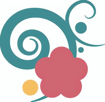 花と蔓のシンプルな飾り・ビビッド 花,つる,渦巻,丸,飾り,挿絵,あしらい,ワンポイント,シンプル,単純のイラスト素材