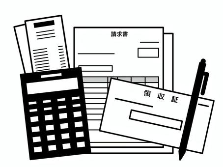 経理・会計の仕事と書類・ビジネスと税金 経理・会計の仕事と書類・ビジネスと税金 経理,会計,事務,ビジネス,書類,電卓,請求書,領収書,計算,お金のイラスト素材