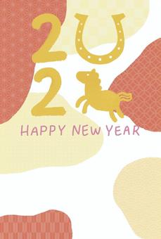 2026年賀状　赤い模様 年賀状,正月,挨拶,新年,賀詞,あけましておめでとう,干支,年賀状素材,元旦,楽しいのイラスト素材