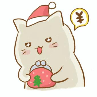 財布を持ちニヤリと笑うサンタクロース猫 財布を持ちニヤリと笑うサンタクロース猫 クリスマス,お金,サンタクロース,猫,貯金,へそくり,予算,財布,にやり,笑うのイラスト素材
